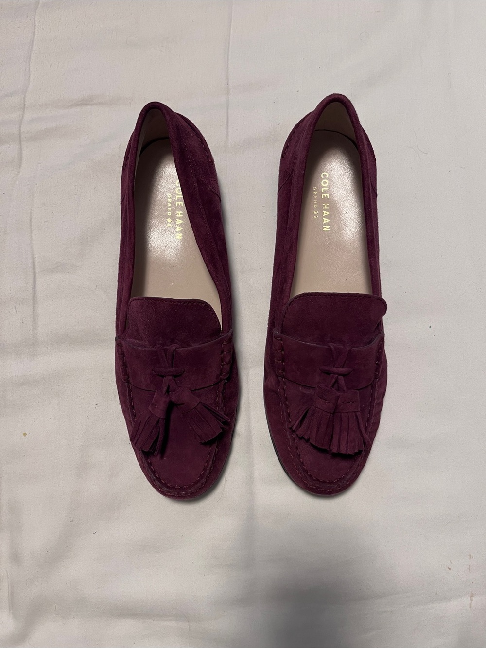 Cole Haan Burgundy Suede Tassel Loafers